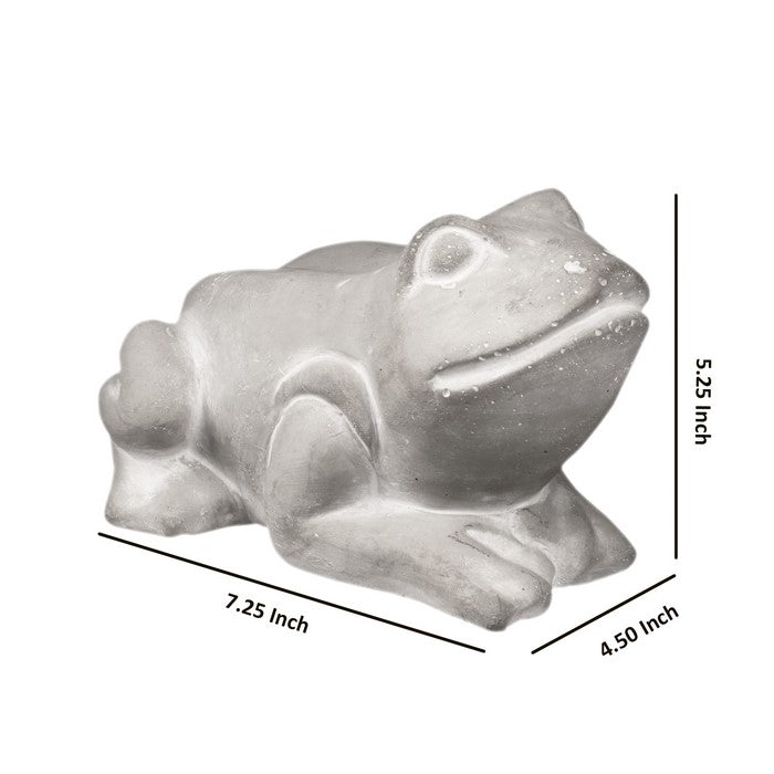 Cemented Resting Frog Figurine on Arms, Washed Gray