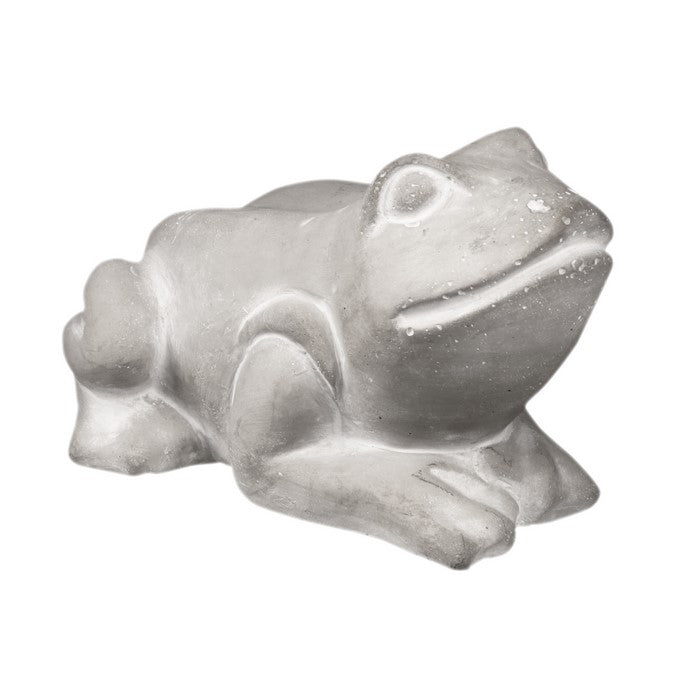 Cemented Resting Frog Figurine on Arms, Washed Gray