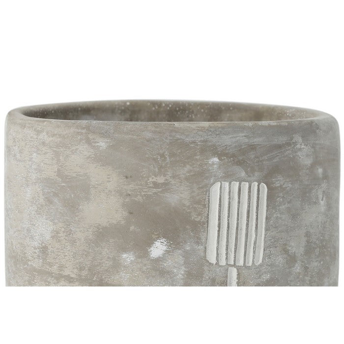 Round Cemented Utensils Jar with Engraved Typography, Gray