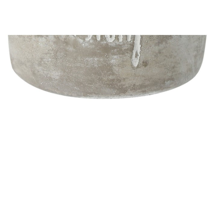 Round Cemented Utensils Jar with Engraved Typography, Gray