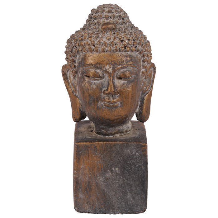 Buddha Figurine with Ushnisha Head on Rectangular Base, Bronze