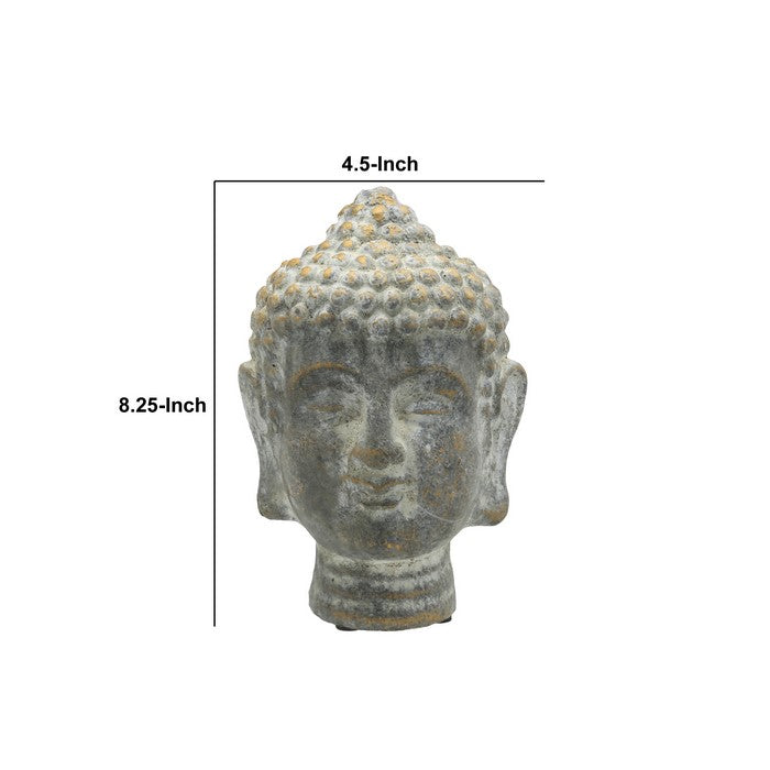 Buddha Cemented Figurine with Ushnisha Head, Washed Gold
