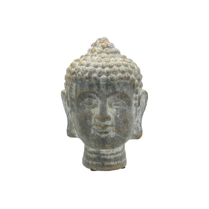 Buddha Cemented Figurine with Ushnisha Head, Washed Gold