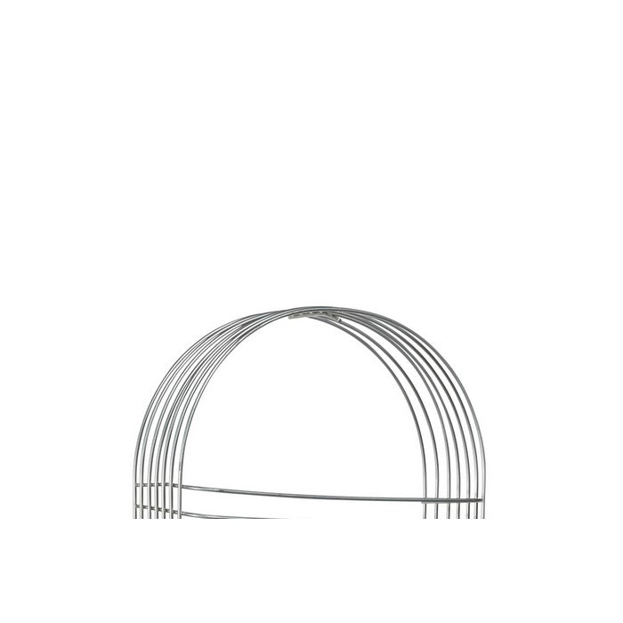 Oblong Metal Frame with 2 Wooden Shelves and Hangers, Silver and Brown