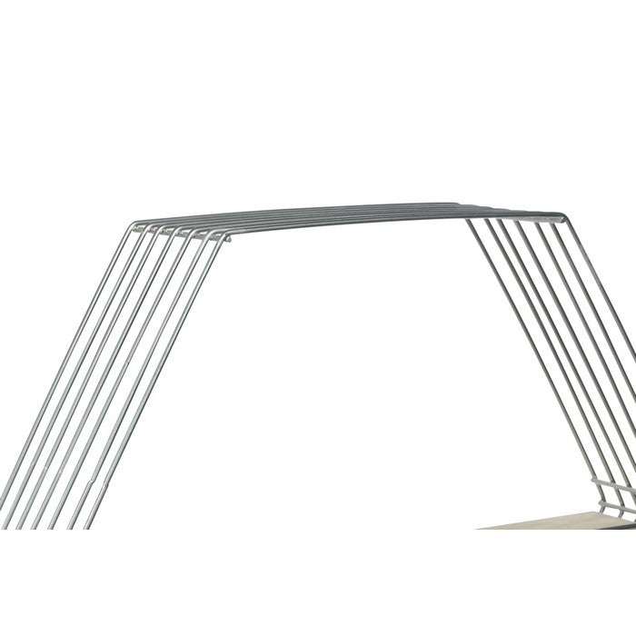 Wooden Wall Shelf and Hangers with Hexagonal Metal Frame, Silver and Brown