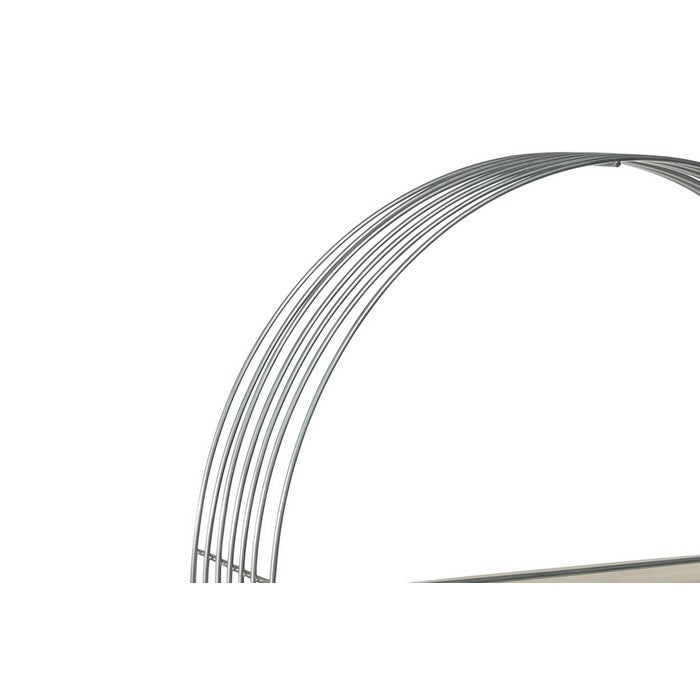 Multiple Rings Round Metal Frame with 1 Wooden Shelf, Silver and Brown
