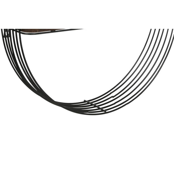 Multiple Rings Round Metal Frame with 1 Wooden Shelf, Black and Brown