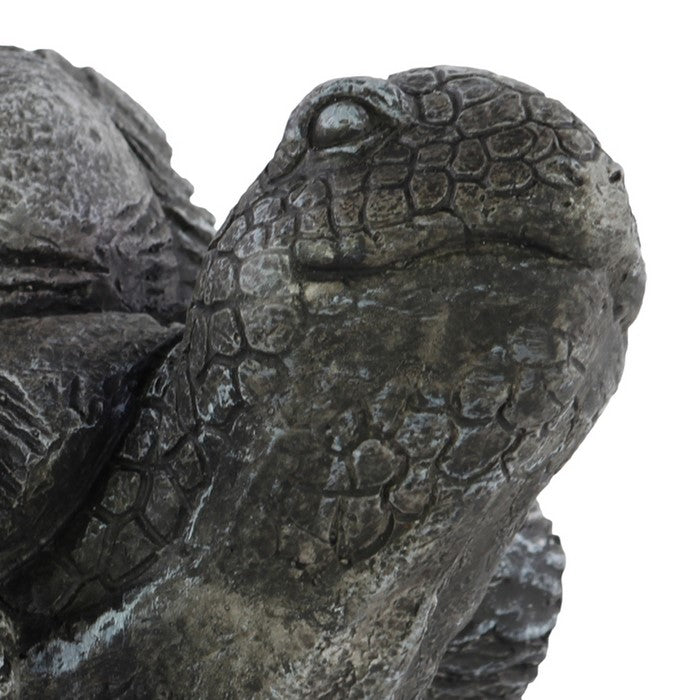 Fiberstone Turtle Figurine with Extended Leg, Washed Gray
