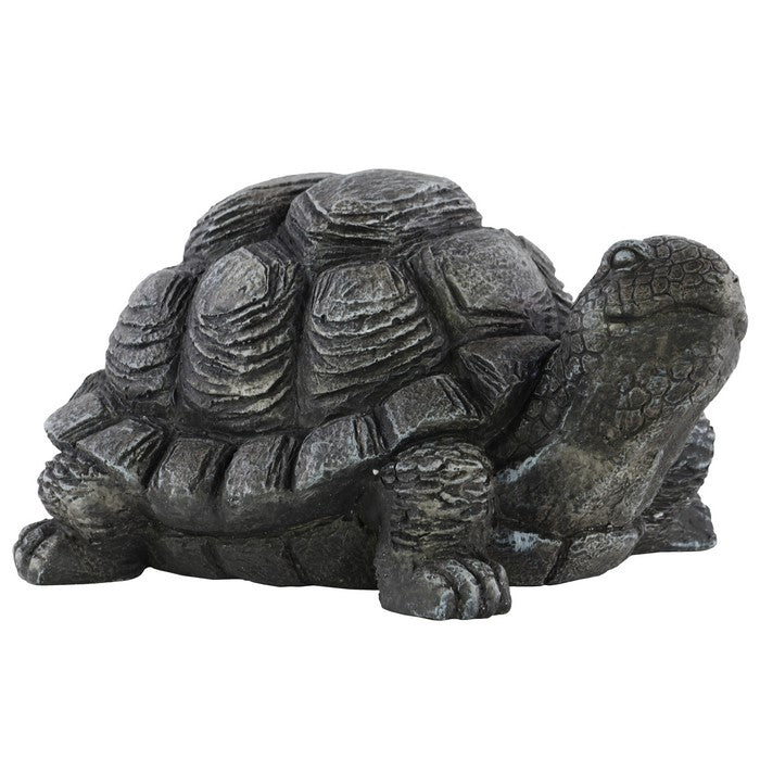 Fiberstone Turtle Figurine with Extended Leg, Washed Gray
