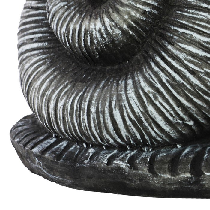 Transitional Style Textured Fiberstone Snail Figurine, Washed Gray