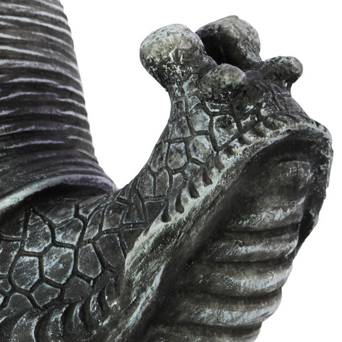 Transitional Style Textured Fiberstone Snail Figurine, Washed Gray