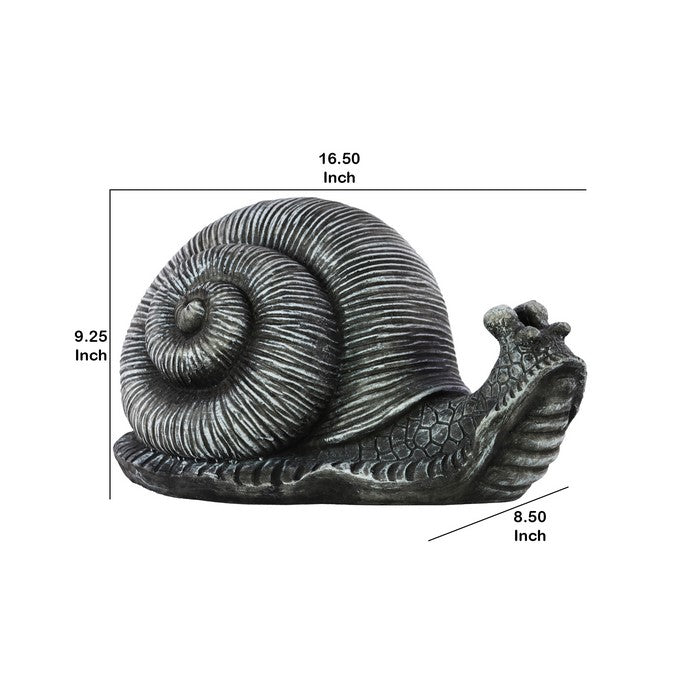 Transitional Style Textured Fiberstone Snail Figurine, Washed Gray
