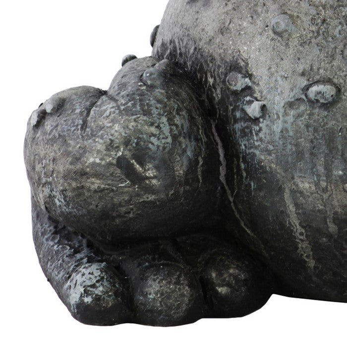 Sleeping Textured Fiberstone Frog Figurine, Washed Gray