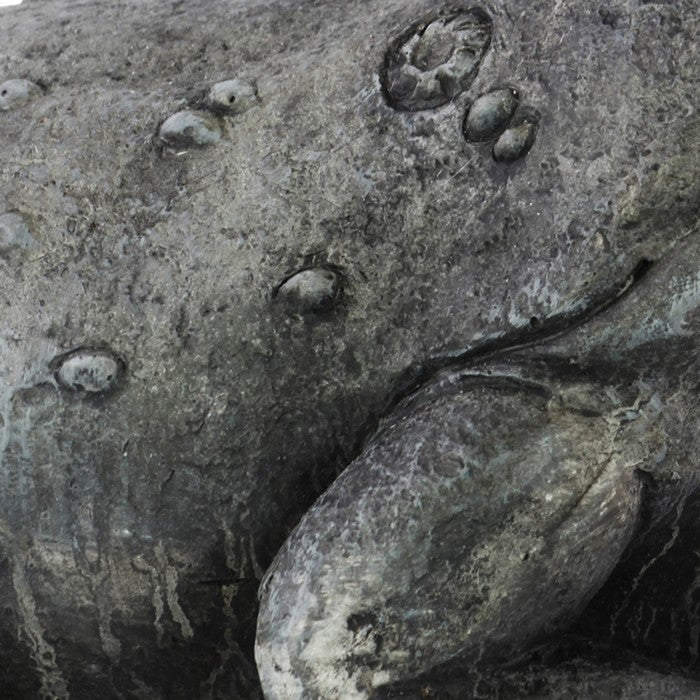 Sleeping Textured Fiberstone Frog Figurine, Washed Gray