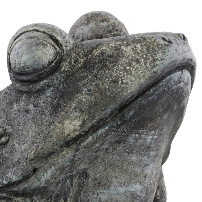 Sleeping Textured Fiberstone Frog Figurine, Washed Gray