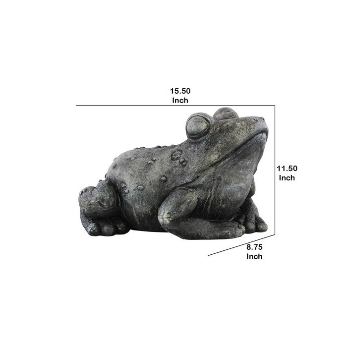 Sleeping Textured Fiberstone Frog Figurine, Washed Gray