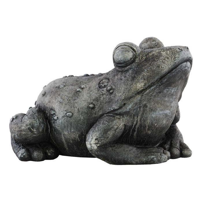 Sleeping Textured Fiberstone Frog Figurine, Washed Gray