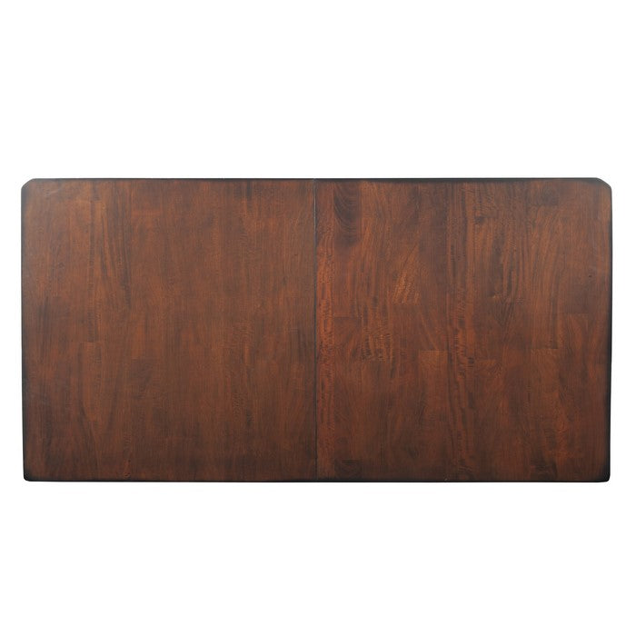 Wooden Dining Table with Butterfly Extendable Leaf and Sloped Edges, Brown