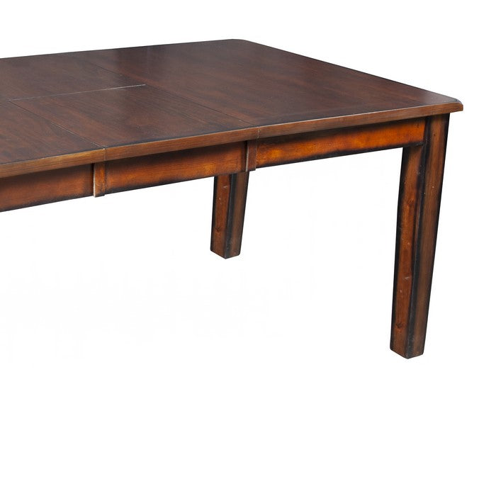 Wooden Dining Table with Butterfly Extendable Leaf and Sloped Edges, Brown