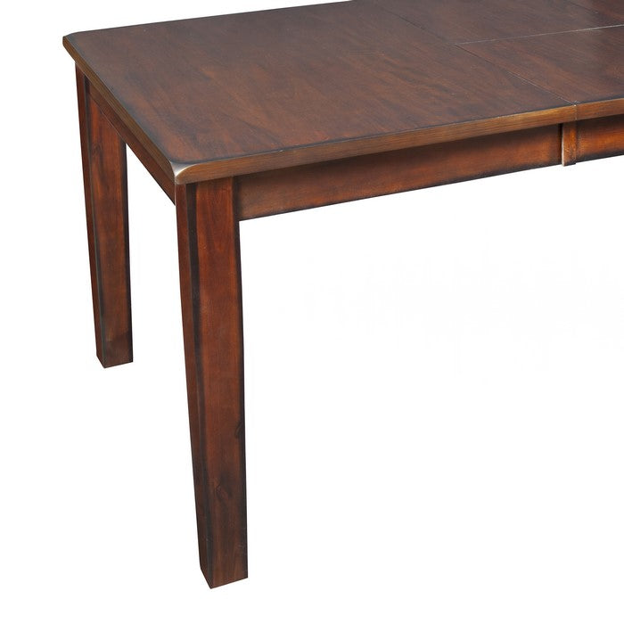 Wooden Dining Table with Butterfly Extendable Leaf and Sloped Edges, Brown