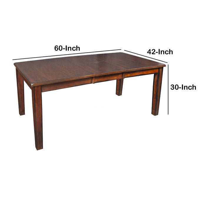 Wooden Dining Table with Butterfly Extendable Leaf and Sloped Edges, Brown
