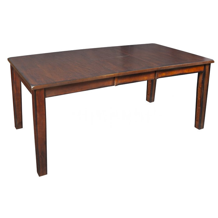 Wooden Dining Table with Butterfly Extendable Leaf and Sloped Edges, Brown