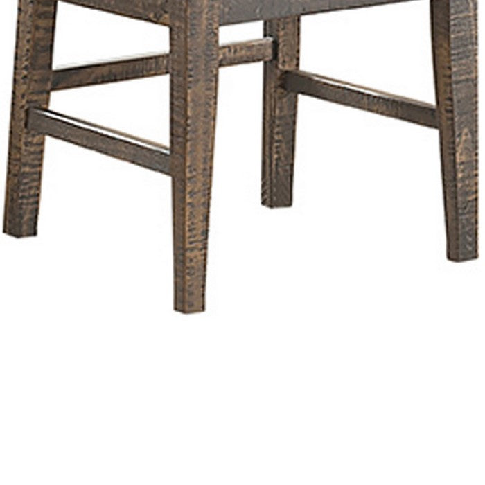 Leatherette Seat Wooden Frame Dining Chair with Ladder Back, Set of 2, Brown