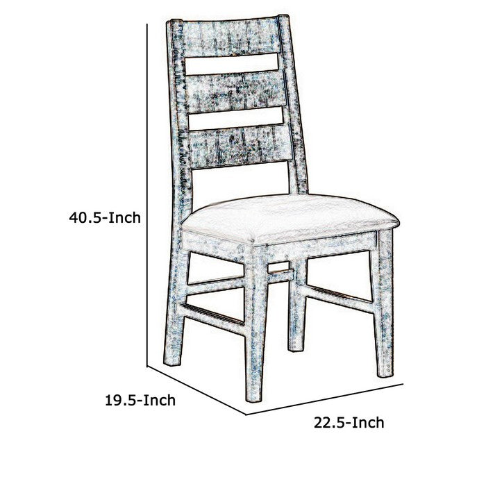 Leatherette Seat Wooden Frame Dining Chair with Ladder Back, Set of 2, Brown