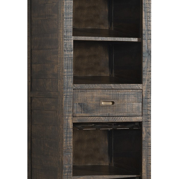 Wooden Wine Pier with 2 Shelves and Removable Wine Rack, Brown