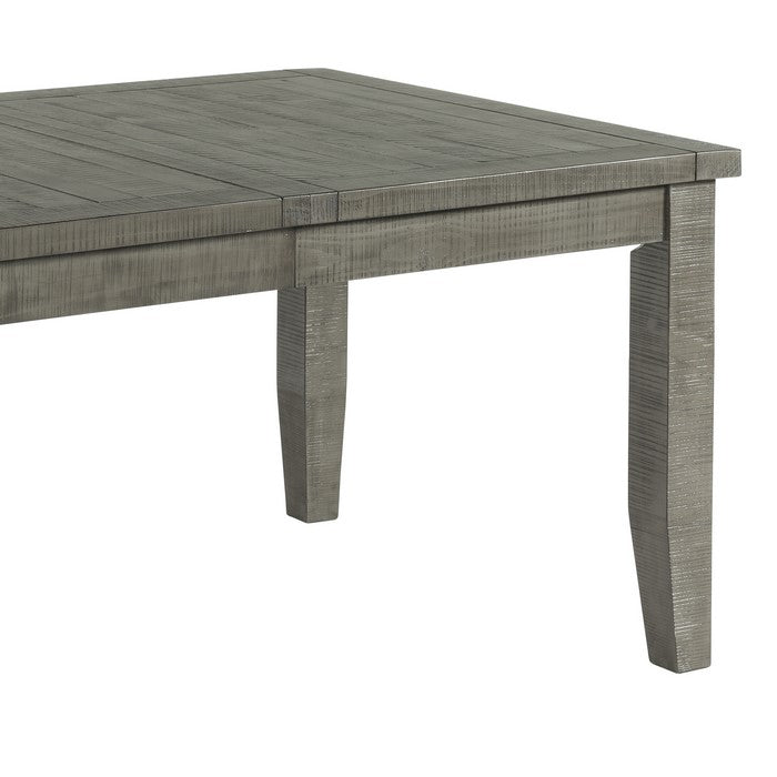 Wooden Dining Table with Extendable Leaf and Chamfered Legs, Gray