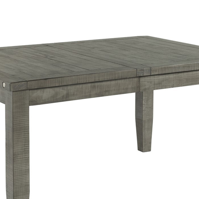 Wooden Dining Table with Extendable Leaf and Chamfered Legs, Gray