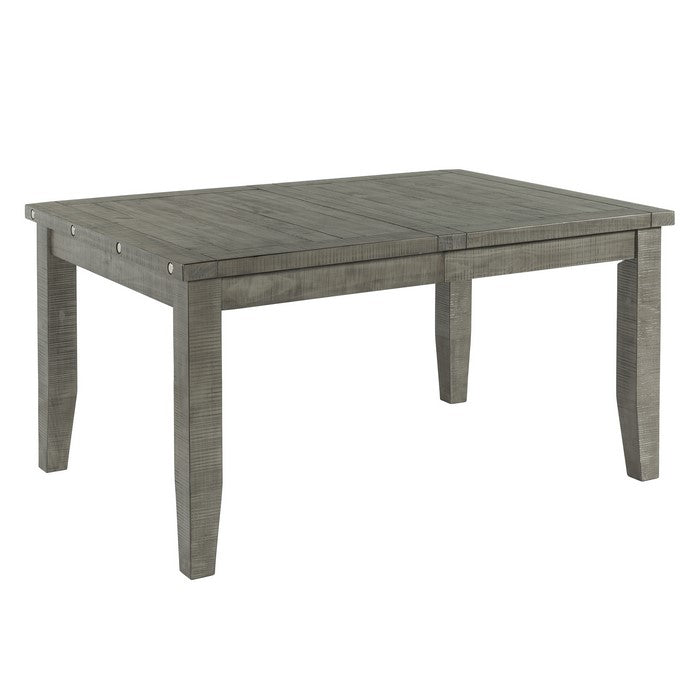 Wooden Dining Table with Extendable Leaf and Chamfered Legs, Gray