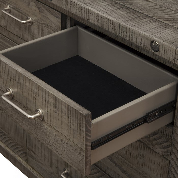 Wooden Dresser with 7 Drawers and Chamfered Legs, Gray