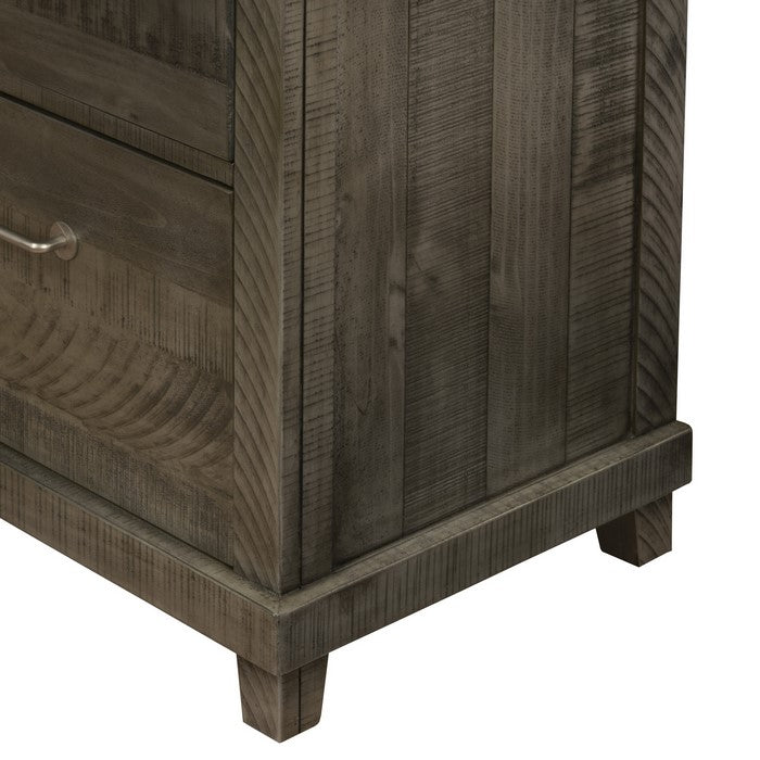 Wooden Nightstand with 2 Drawer Storage and Pull Out Tray, Gray