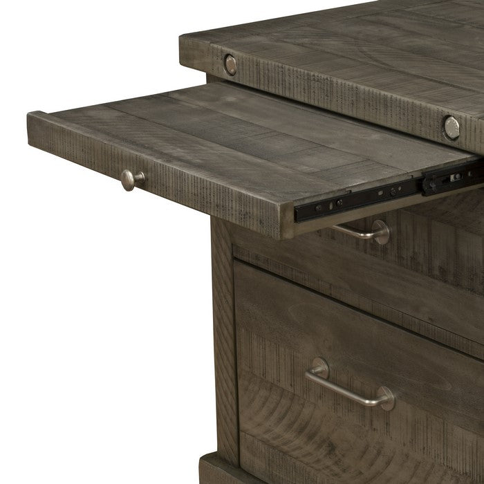 Wooden Nightstand with 2 Drawer Storage and Pull Out Tray, Gray