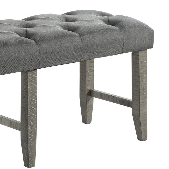 Dining Bench with Fabric Upholstered and Tufted Seat, Gray