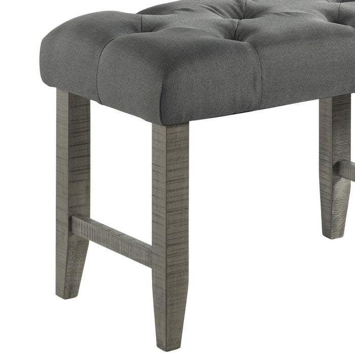 Dining Bench with Fabric Upholstered and Tufted Seat, Gray