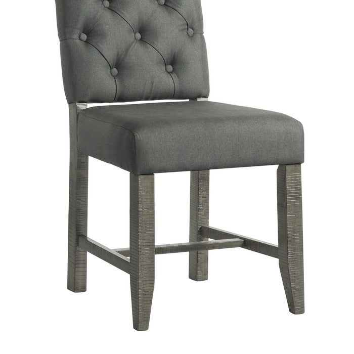 Fabric Upholstered Hosting Chair with Button Tufted Backrest,Set of 2, Gray