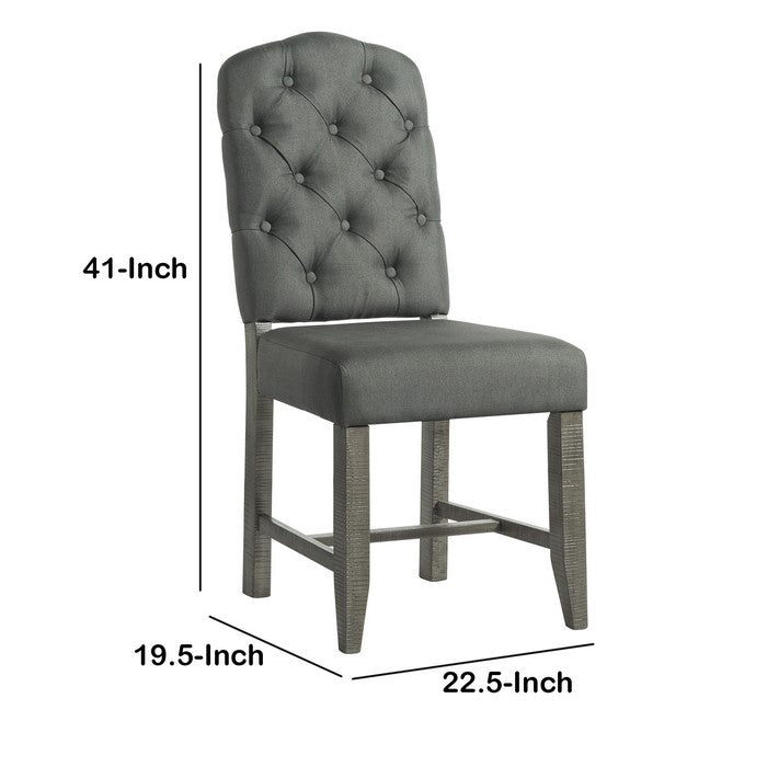 Fabric Upholstered Hosting Chair with Button Tufted Backrest,Set of 2, Gray