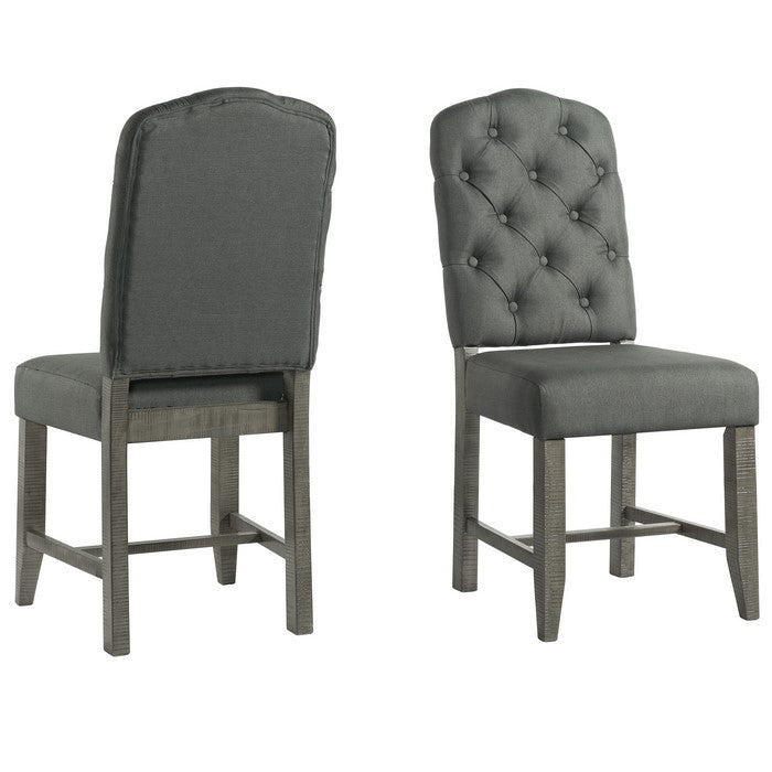 Fabric Upholstered Hosting Chair with Button Tufted Backrest,Set of 2, Gray