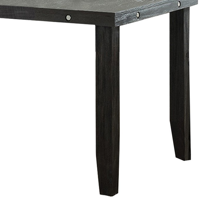 Wooden Pub Table with Extendable Leaf and Chamfered Legs, Gray