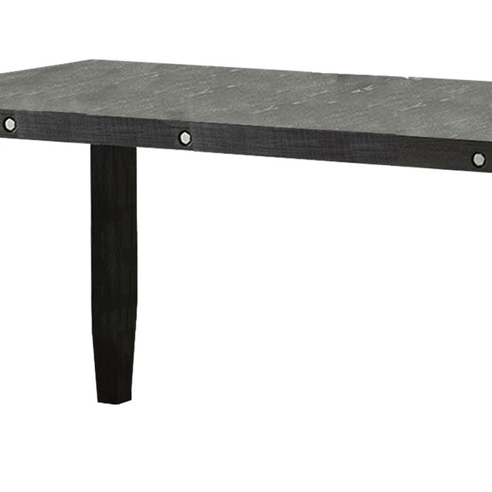 Wooden Pub Table with Extendable Leaf and Chamfered Legs, Gray
