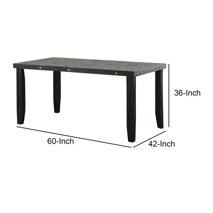 Wooden Pub Table with Extendable Leaf and Chamfered Legs, Gray