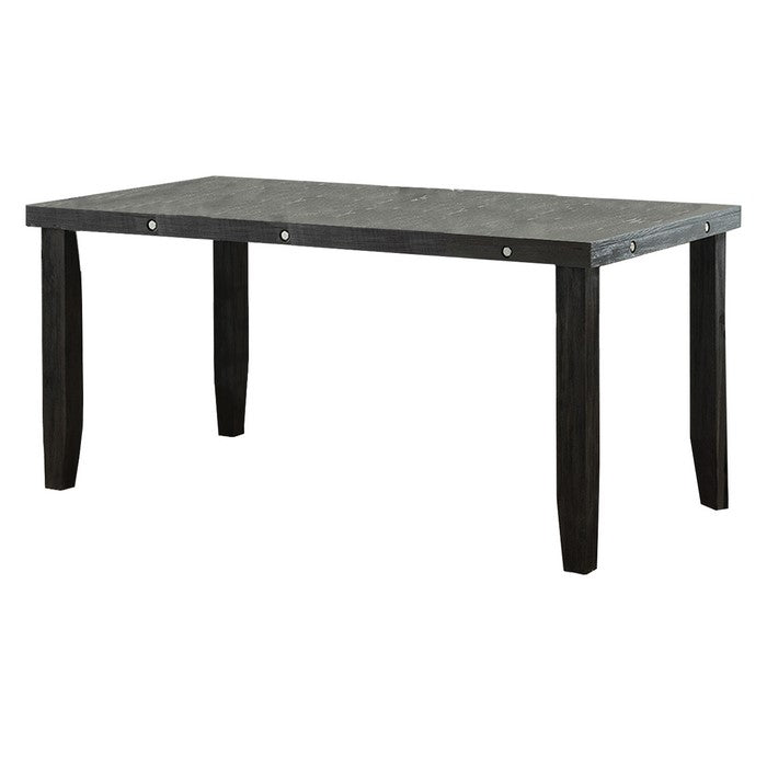 Wooden Pub Table with Extendable Leaf and Chamfered Legs, Gray