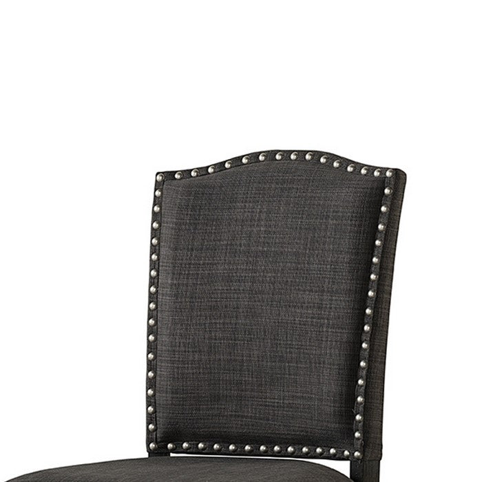 Nailhead Trim Fabric Upholstered Pub Hosting Chair, Set of 2, Dark Gray