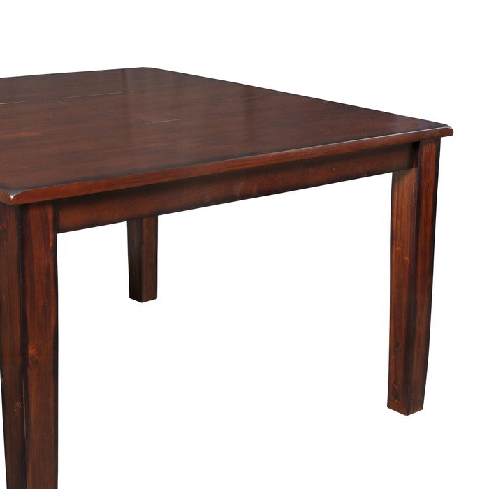 Wooden Pub Table with Butterfly Extendable Leaf and Sloped Edges, Brown