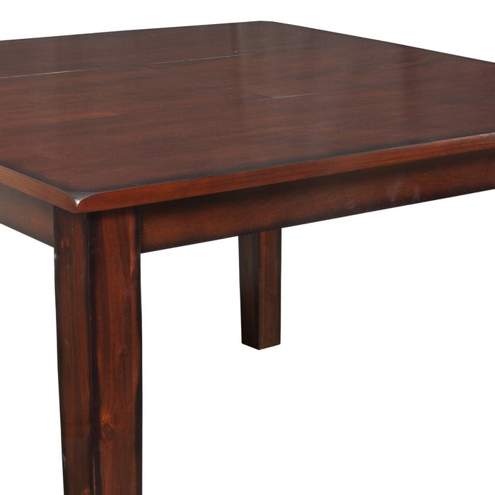 Wooden Pub Table with Butterfly Extendable Leaf and Sloped Edges, Brown