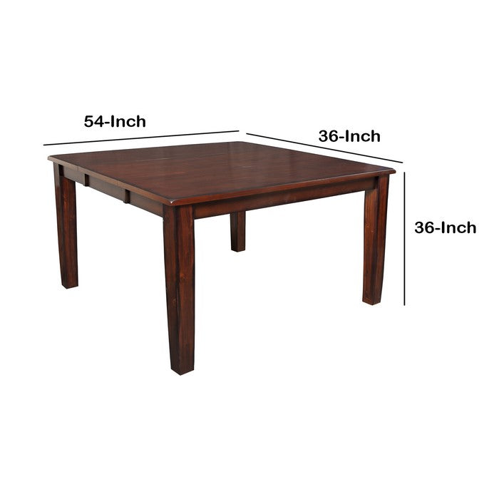 Wooden Pub Table with Butterfly Extendable Leaf and Sloped Edges, Brown