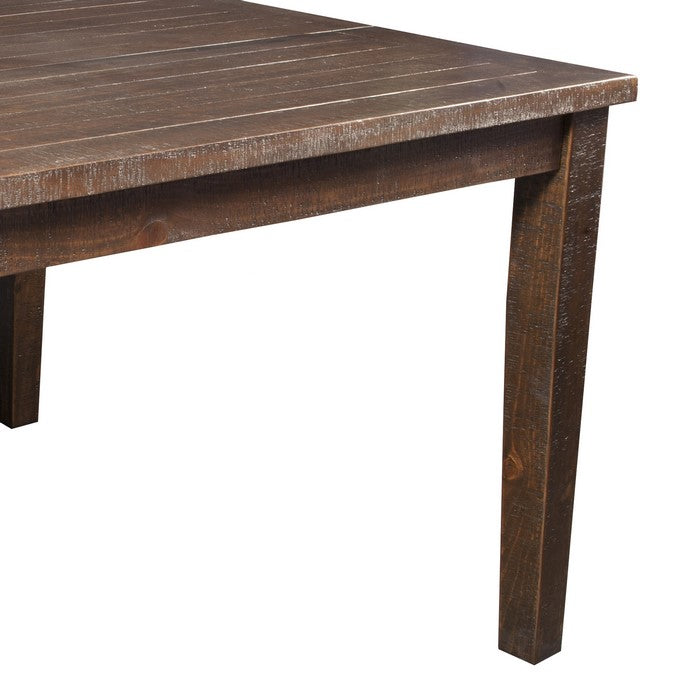 Extendable Wooden Pub Table with Plank Style Square Tabletop, Brown
