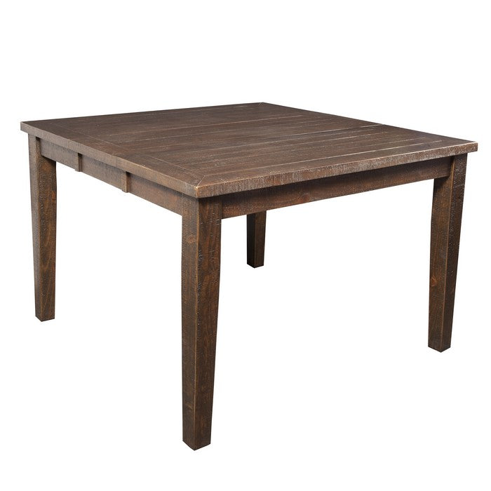 Extendable Wooden Pub Table with Plank Style Square Tabletop, Brown